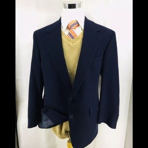 Bill Blass Black Label Camel Hair Blue Blazer 44R